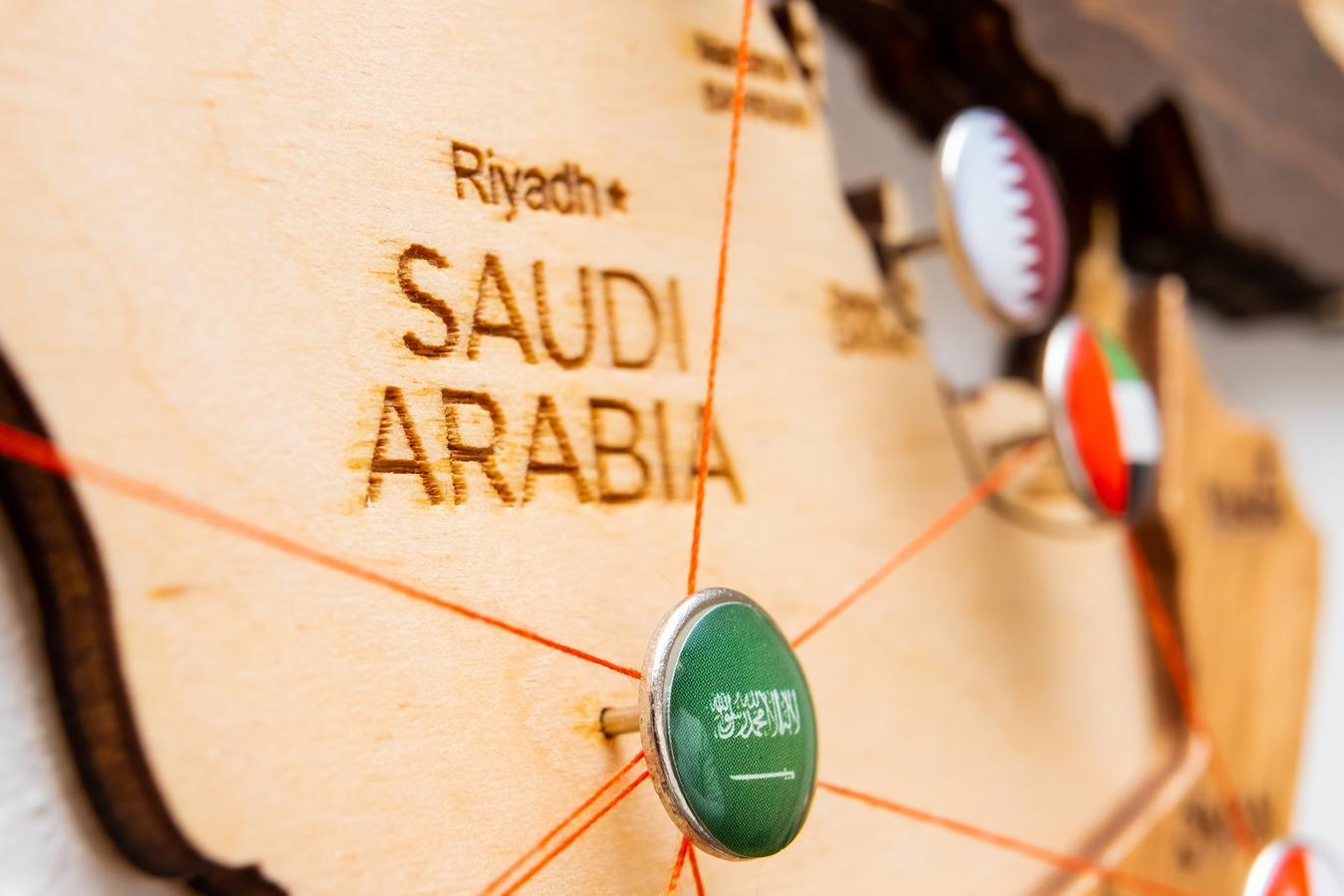 A map of Saudi Arabia showing its geographical borders and location in the Middle East.