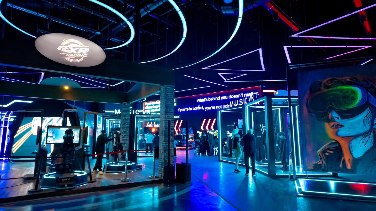 A new reality: Visitors explore virtual-reality attractions at a gaming centre in Saudi Arabia.